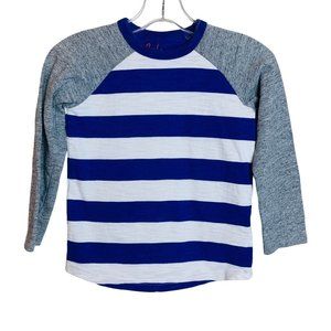 Boden Blue Stripe Raglan Cotton Tee Shirt Size 3-4 Years